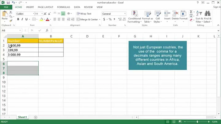 Use the NUMBERVALUE Function to Convert Numbers that Appear as Text