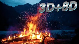 3D+8D Beautiful music for Relaxation, Meditation and Sleep. By the night fire. Sounds of Fire