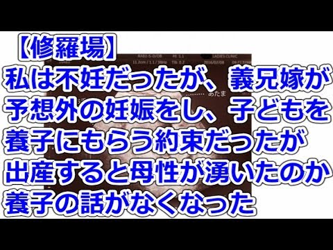 【修羅場】 私は不妊だったが、義兄嫁が予想外の妊娠をし、子どもを養子にもらう約束だったが、出産すると母性が湧いたのか養子の話がなくなった