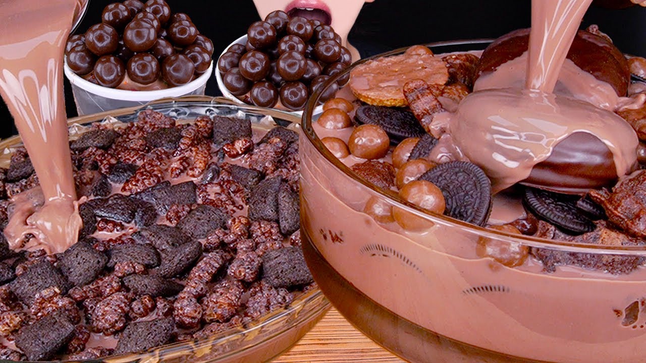 ASMR MALTESERS CHOCOLATE MILK MAGNUM ICE CREAM OREO NUTELLA DESSERT MUKBANG 먹방チョコレート咀嚼音EATING SOUNDS