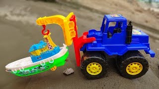 Crane truck, ship, race car, bicycle, bus, dump truck - Toys for kids G284C