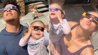 When Patrick Mahomes HILARIOUSLY tries to BLOCK daughter Sterling from staring directly at eclipse