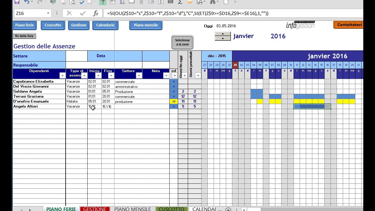 Pianificazione ferie excel by infogestione, esperti su Excel - YouTube