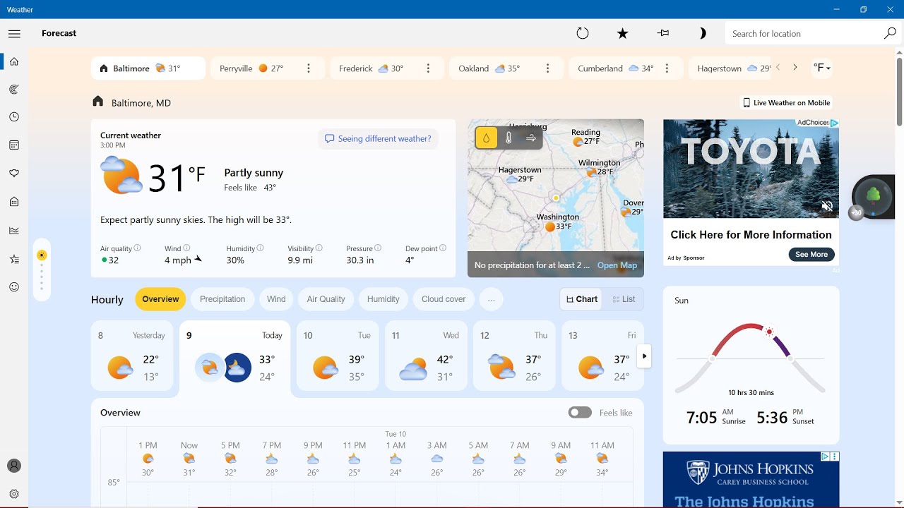 YouTube Recording Weather - Forecast in Maryland for Today & Tomorrow ...