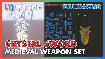 3D Modeling in Unity - Full Making Video of Modeling & Unwrapping a Crystal Sword of Medieval Weapon