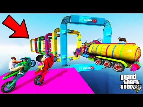 FRANKLIN TRIED IMPOSSIBLE TUBE TUNNEL MEGA PARKOUR RAMP JUMP CHALLENGE GTA 5 | SHINCHAN and CHOP