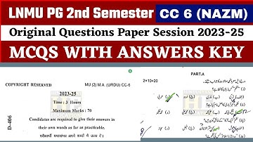 LNMU PG 2nd Semester CC 6 (Nazm) Original Questions Paper Session 2023-25 | Answer Key #lnmu #brabu