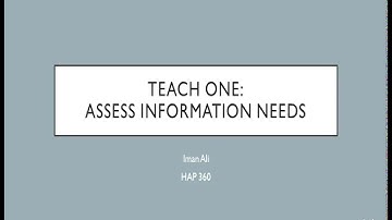 Teach One: Assess Information Needs