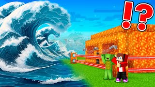 Giant TSUNAMI vs LAVA Security House in Minecraft - Maizen JJ and Mikey