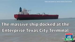 Massive ship docks in Texas City