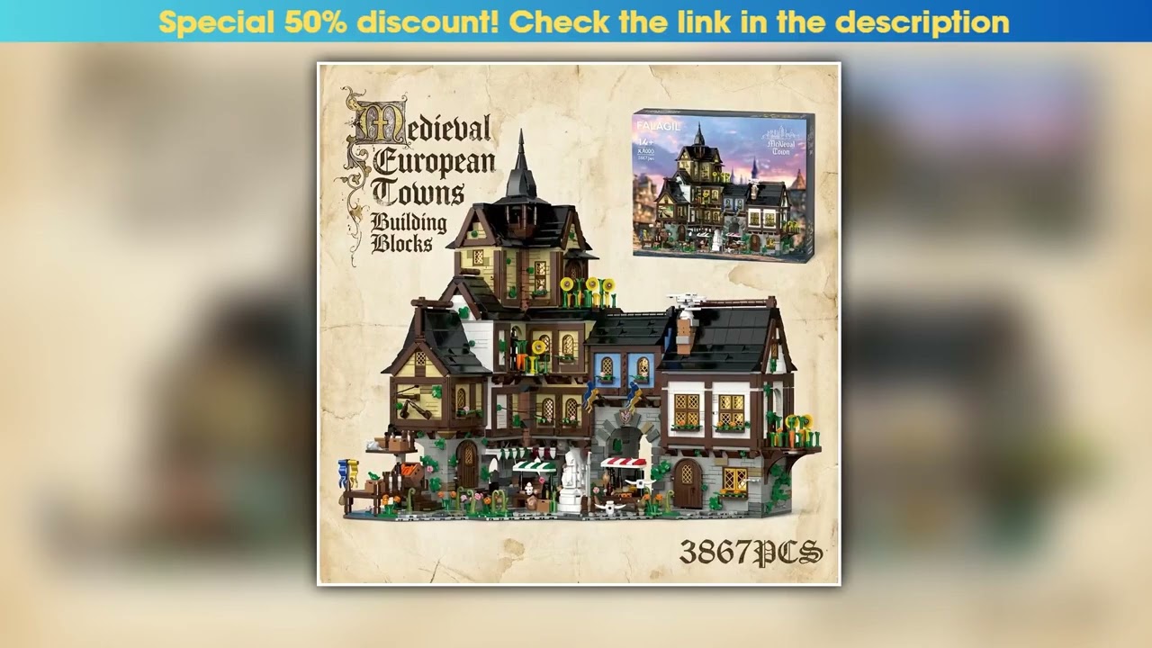 3867PCS Medieval Europe Towns Buildings Blocks Streetview Village Modular Architecture Model Kit