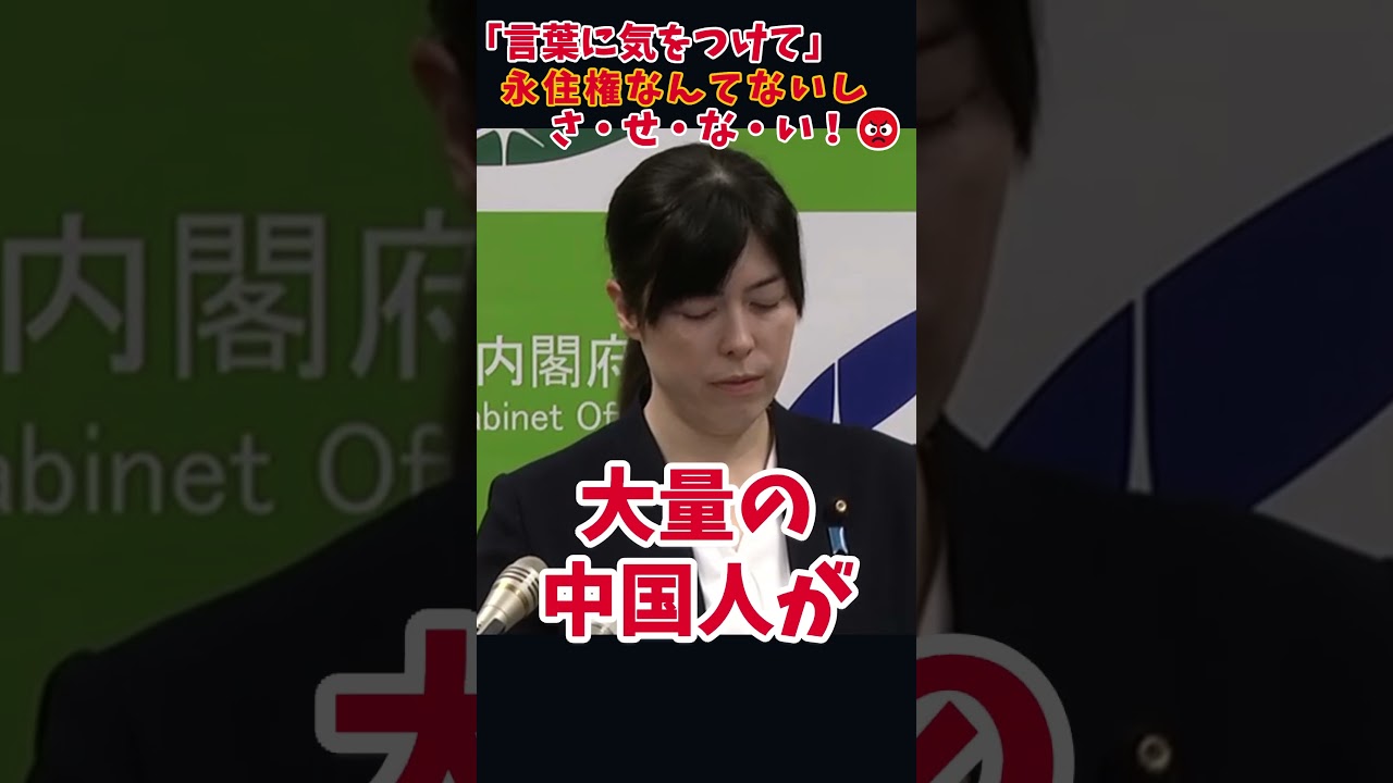 クギを刺す！「言葉に気をつけて」永住権と永住許可の決定的な違いをブチギレ解説#小野田紀美