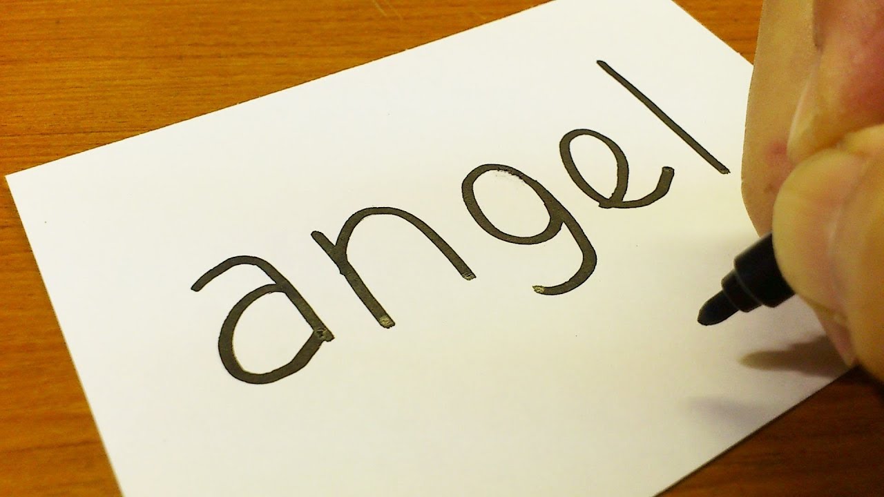 ⁣Very Easy ! How to turn words ANGEL into a Cartoon -  How to draw doodle art on paper