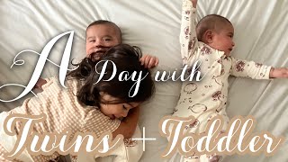 3 under 3! Newborn twins and a toddler! A day in the life of a twin mom | newborn twins + toddler