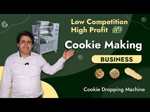 cookie making business, with cookies dropping