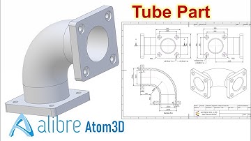 Alibre Atom3D | Design & Create 2D Drawing Tube Part - Sketching, Sweep, Extrude, Section View