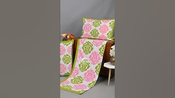 Beautiful Print Cotton Hand Block Printed Bed Sheet with Two Pillow Covers #aarvitextile