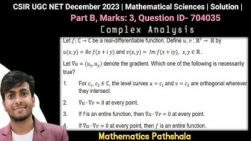 CSIR UGC NET December 2023 |Mathematical Sciences | Complex Analysis | Part B | Question ID 704035 |