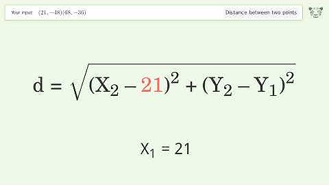 Find the distance between two points p1 (21,-48) and p2 (68,-36): Step-by-Step Video Solution