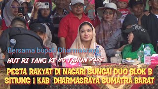 Pesta rakyat di desa blok b sitiung 1 nagari sungai duo Dharmasraya Sumatra barat. HUT RI yang ke 80