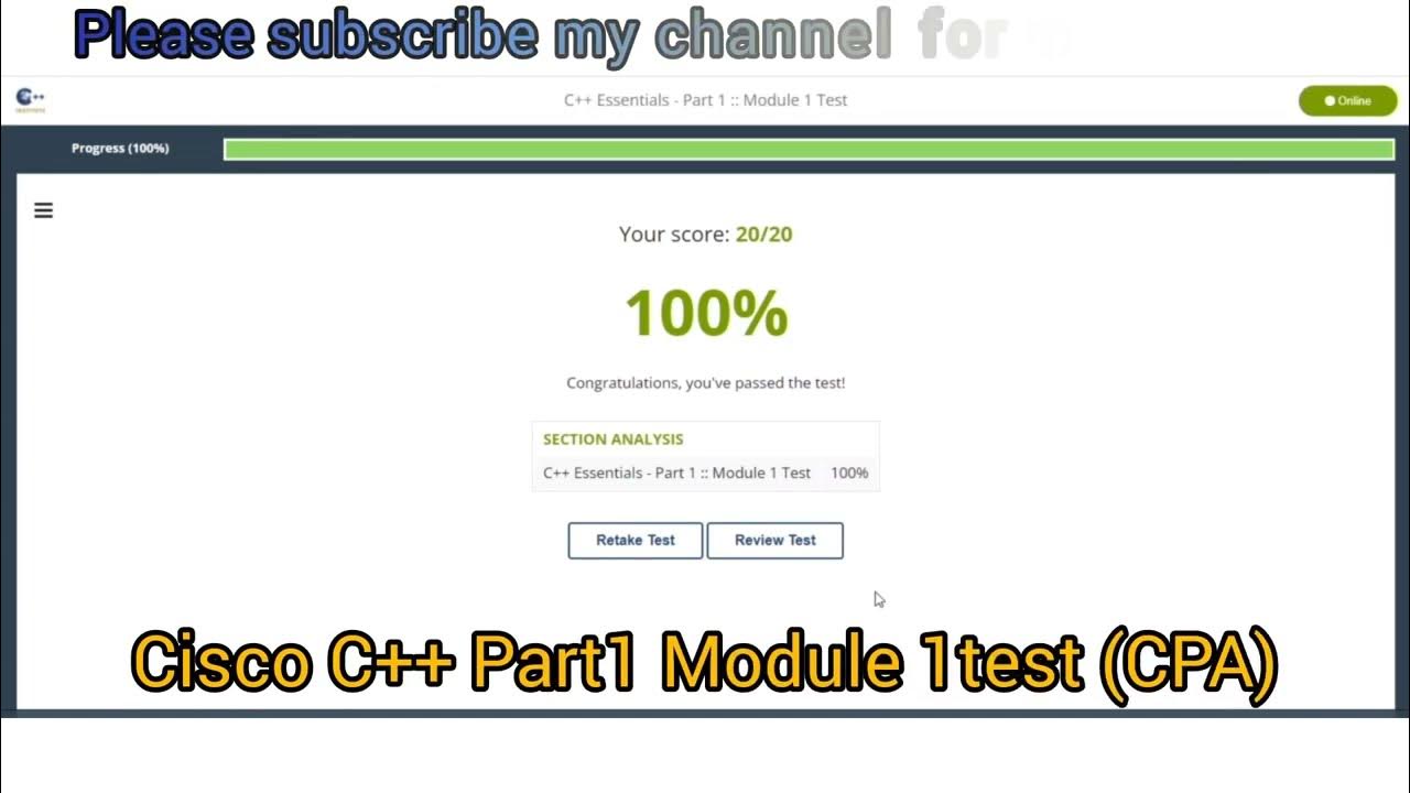 Cisco C++ part 1 module 1 test answers #cisco - YouTube