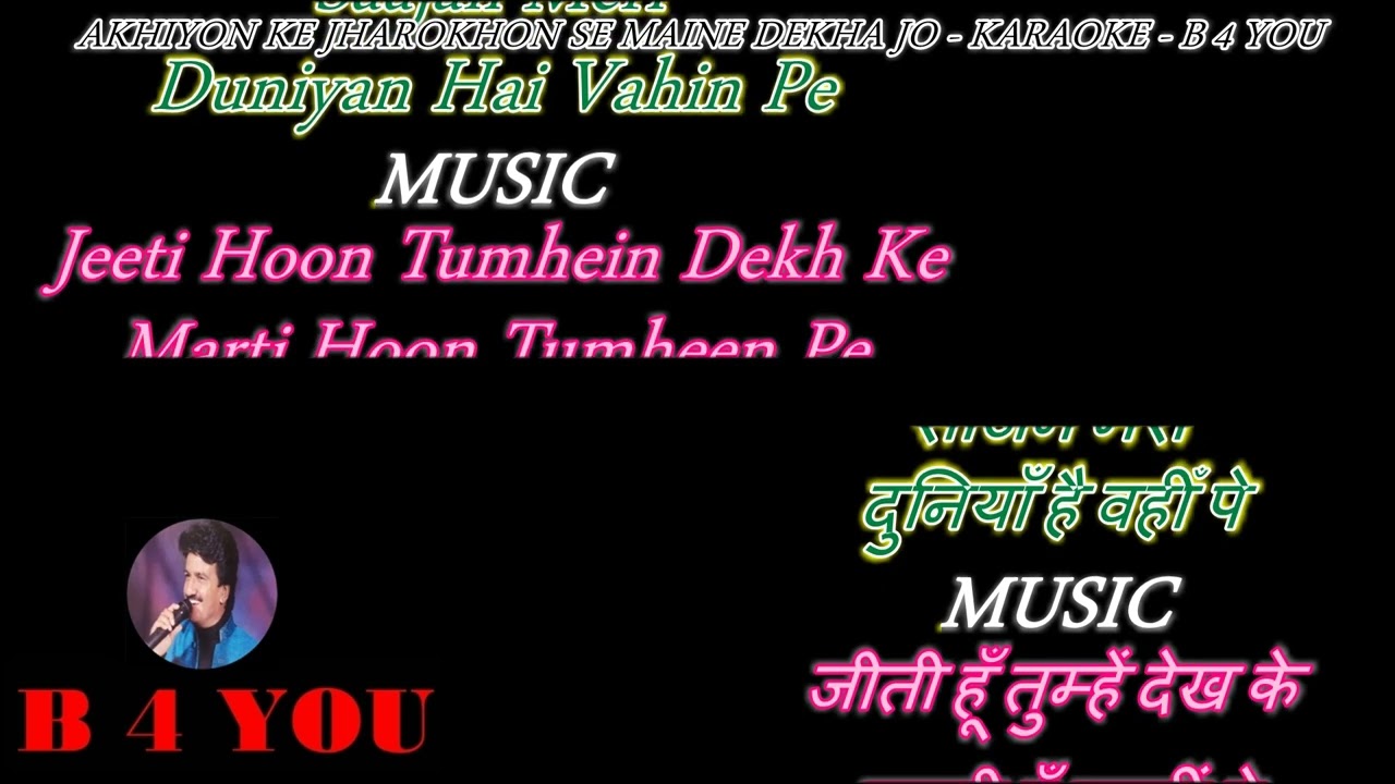 Ankhiyon Ke Jharokhon Se Karaoke With Scrolling Lyrics Eng. & हिंदी
