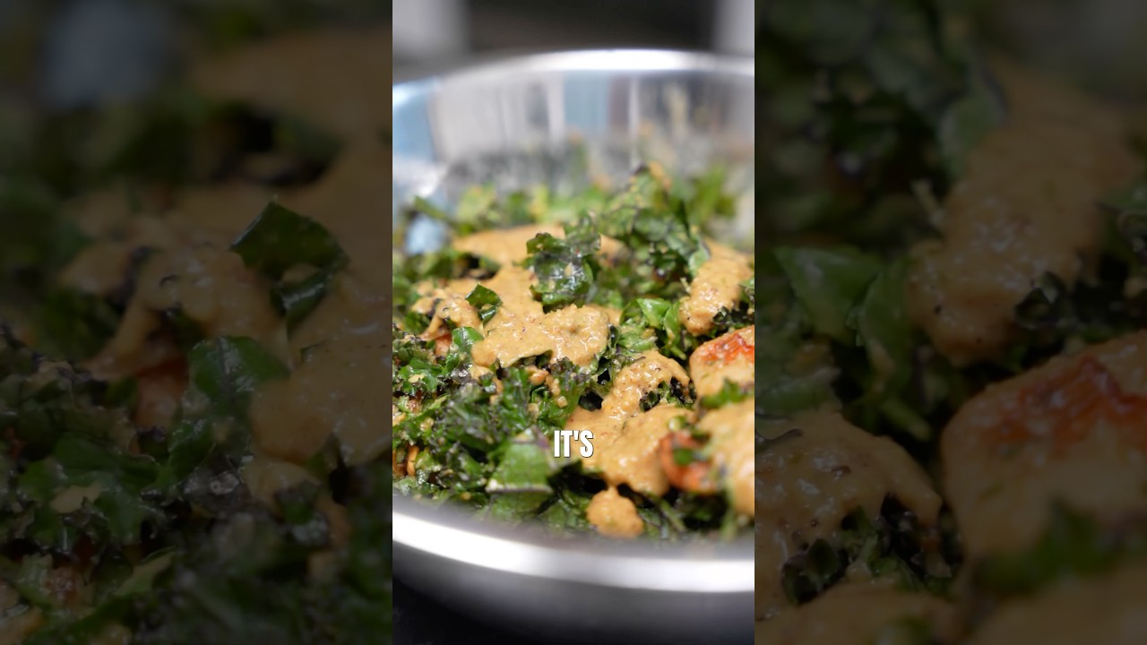 Try this SPICY Peanut Kale Salad! #homecook #spicypeanutkalesalad #kalesalad