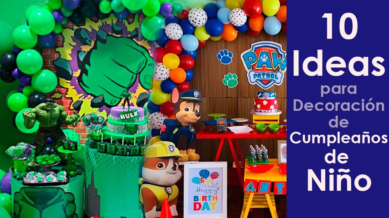 Oclusión escaramuza Adelante 10 ideas de decoracion para cumpleaños de niño - YouTube