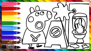 Dibuja y Colorea A Peppa Pig Quién Necesita Hacer Pipí ⚠ Dibujos Para Niños