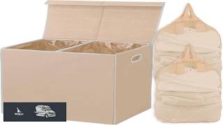 Simple Houseware Double Laundry Hamper with Lid and Removable Laundry Bags Beige
