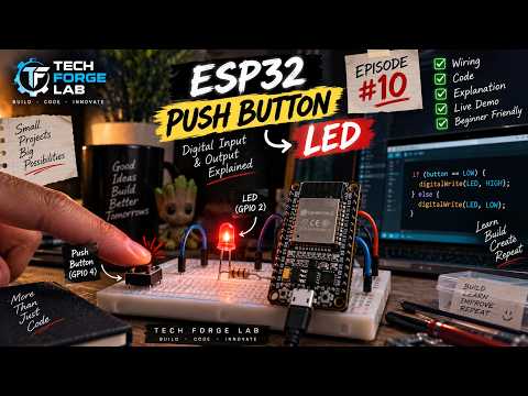 ESP32 Push Button Control LED | Digital Input & Output Explained 🔥