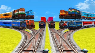 Dangerous Crossing On Top Ten Trains at Risky Bumpy Forked Railroad Track | Indian Train Simulator