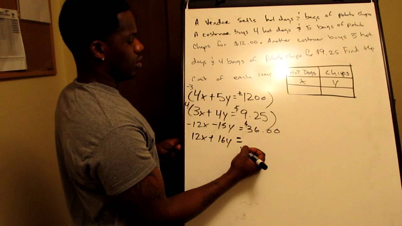 Solving Systems Equations using Addition Method in a Word Problem - YouTube
