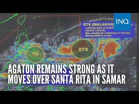 Agaton remains strong as it moves over Santa Rita in Samar