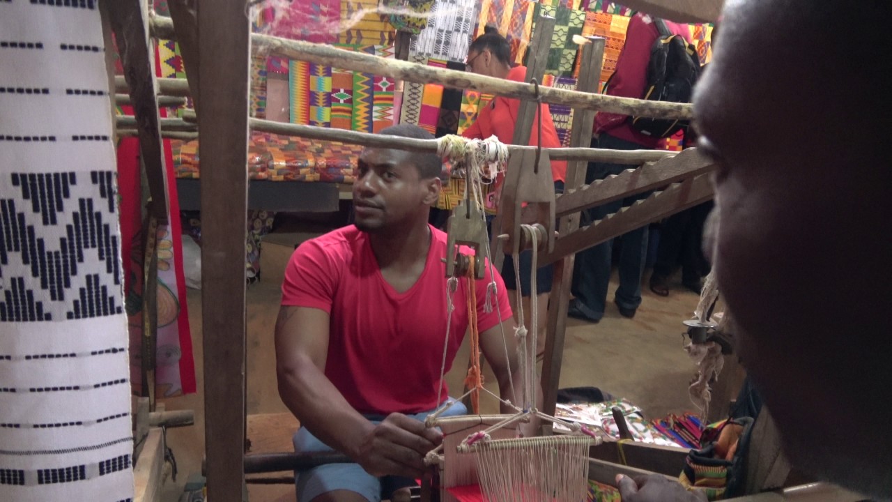 Inside Bonwire Kente Weaving Factory - Ghana May 2017 