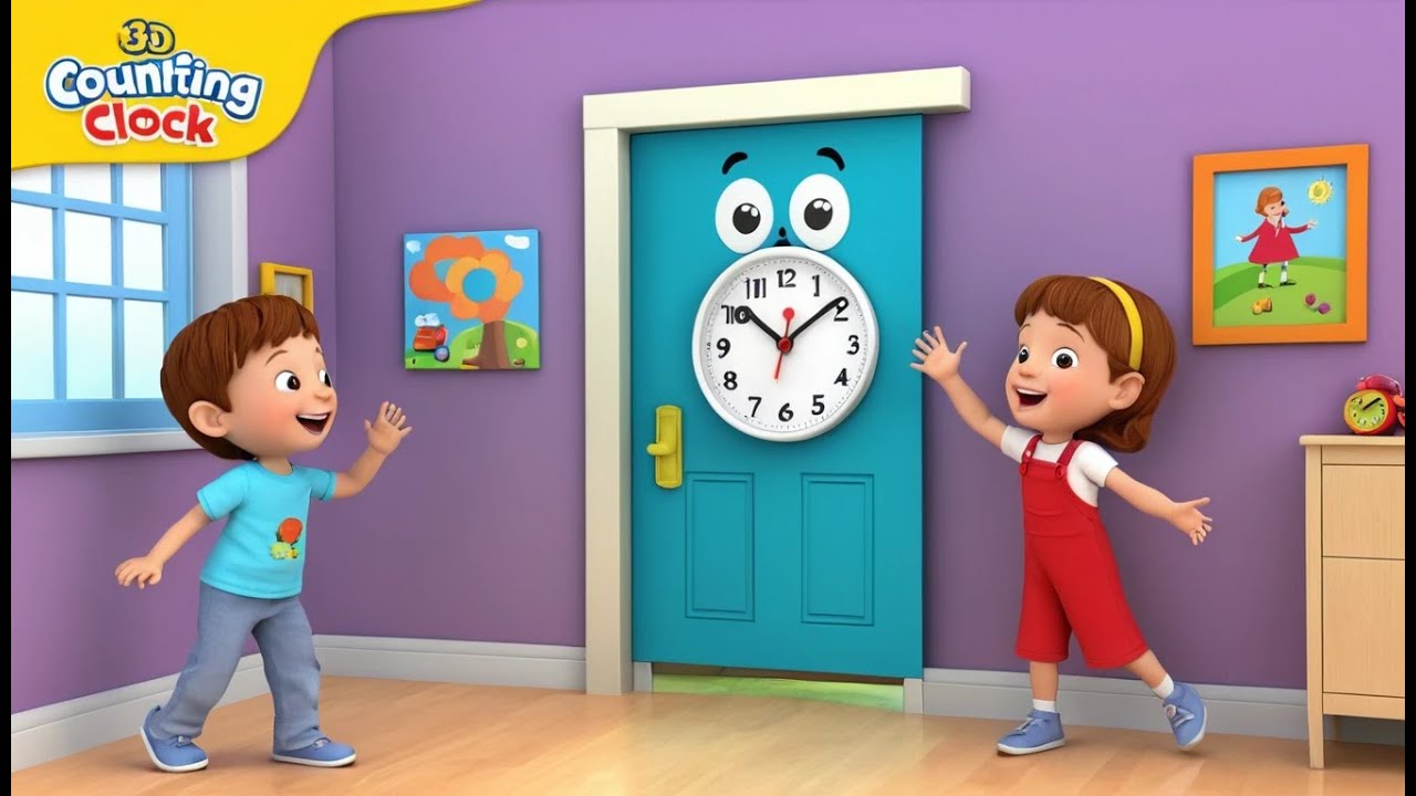 The Laughing Clock Hid Behind the Door | 3D Animated Nursery Rhyme for Kids