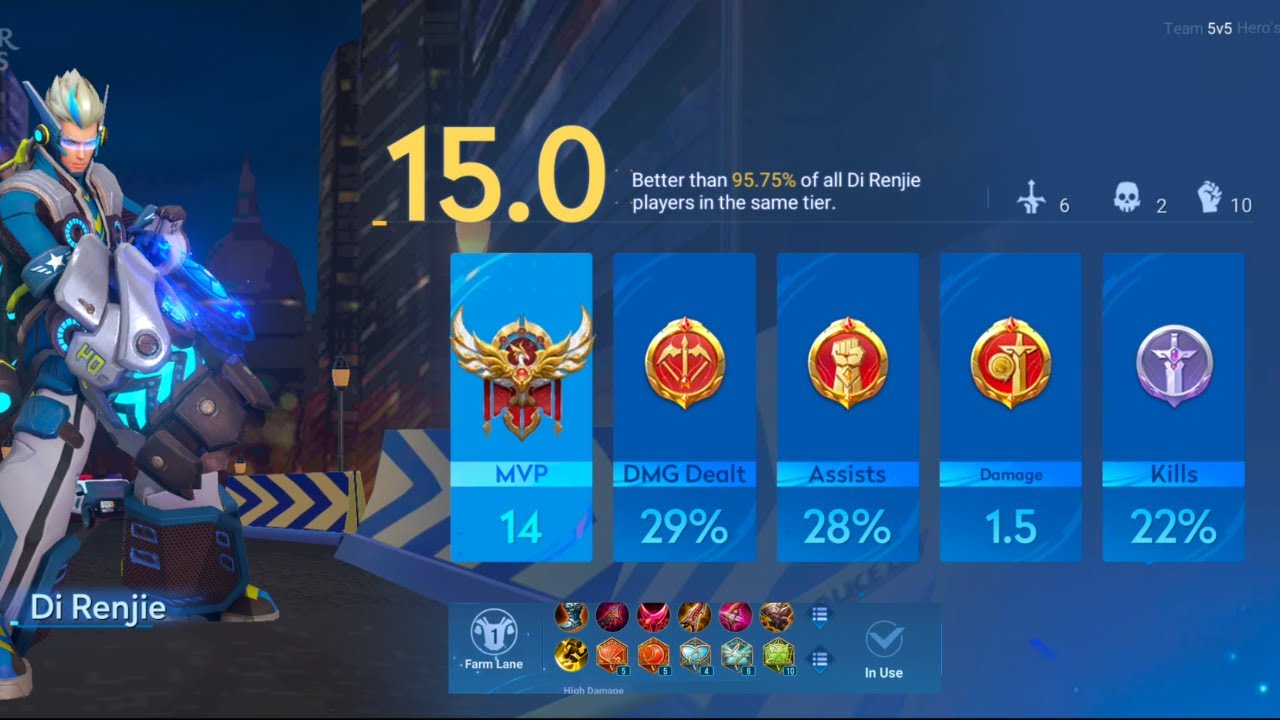 Mastering Di Renjie: Marksman Domination with a 6/2/10 Victory