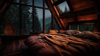 Relaxing Rainfall Sound on the Glass for Sleep, Rest, And Study  Heavy Rain In The Forest At Night