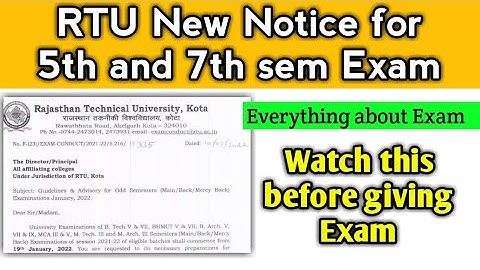 RTU New Notice for Exam in detail🔥| Watch this before giving RTU Exam 2022 | RTU 5 & 7th sem Exam