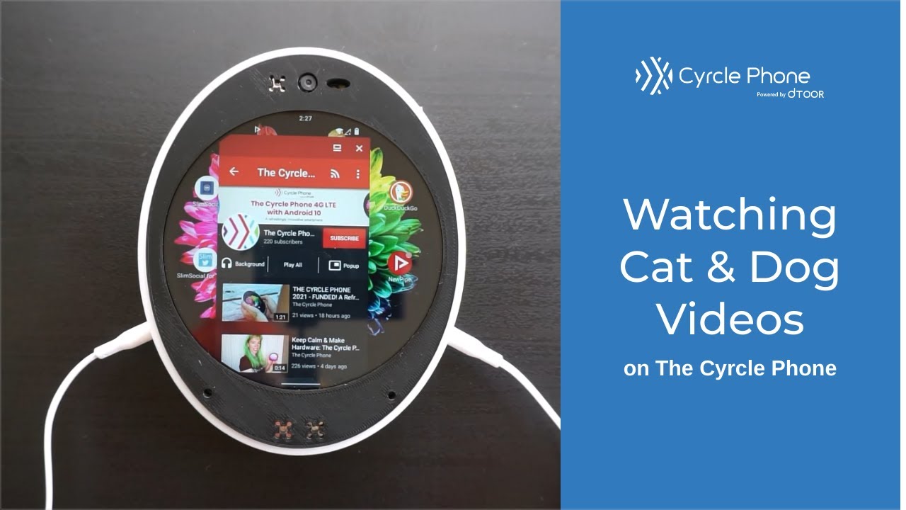 The Cyrcle Phone: Watching cat videos and dog videos with dual headphone jacks and dual headsets