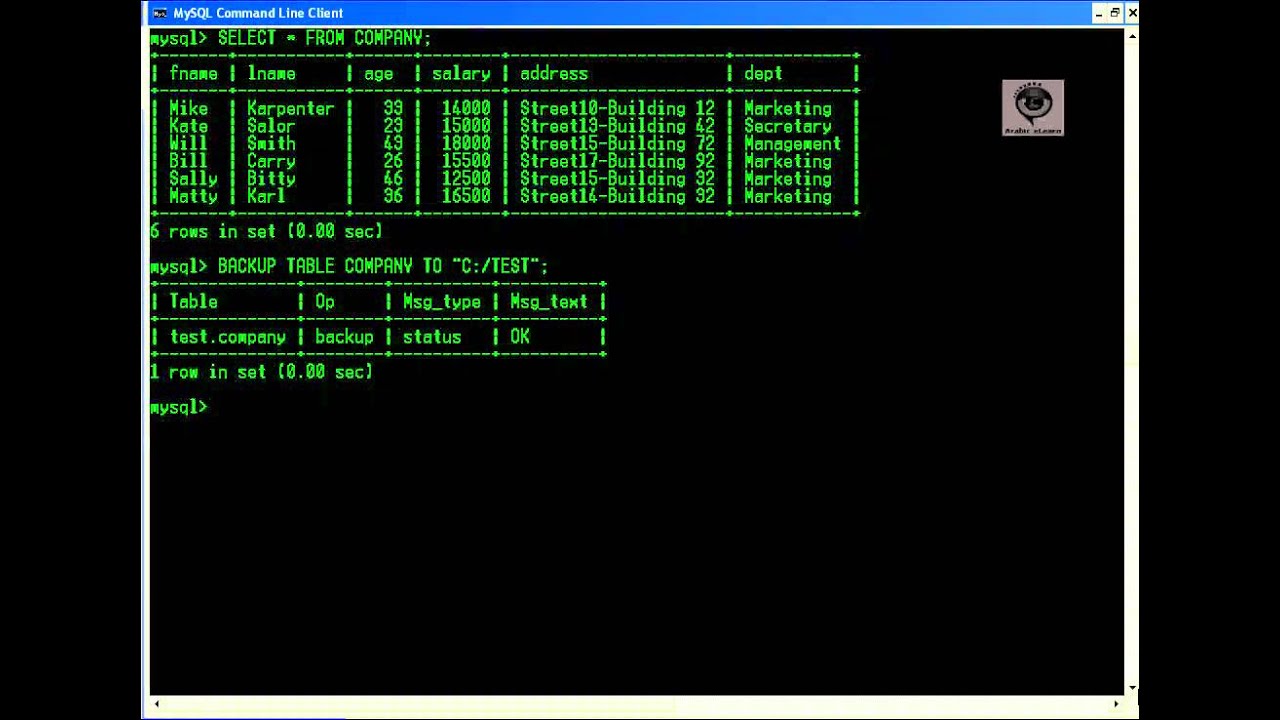 Mysql 03 09 Table Maitainence Statements Backup YouTube