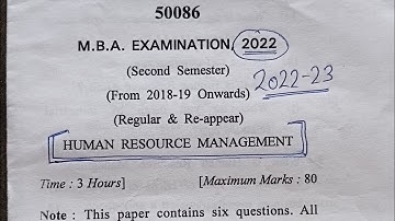 Human Resource Management Question Paper 2023 for M.Com &  MBA  students. Question paper of HRM 2023