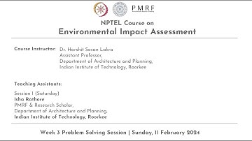 NPTEL Problem Solving Session - NOC24-AR03 Environmental Impact Assessment - Week 3