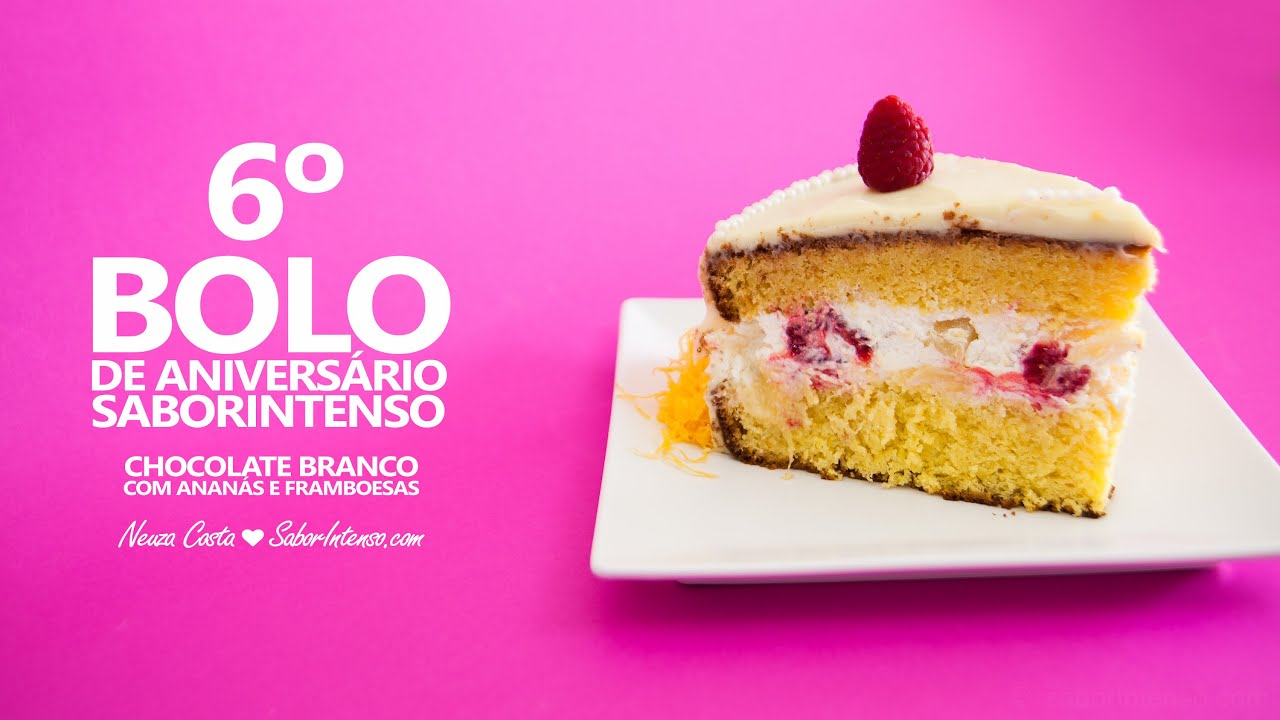 Bolo de Chocolate Branco com Ananás e Framboesa (Bolo de Aniversário)