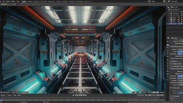 Blender eevee scifi hall way realtime render