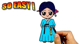 how to draw a girl with beautiful traditional dress easy version simple drawings for beginners