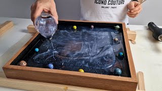 Space Chess made of Oak and Epoxy Resin with Floating effect and LED screenshot 2