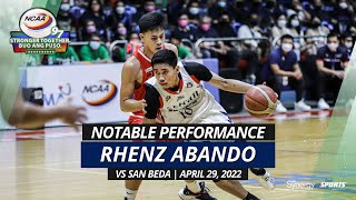 NOTABLE PERFORMANCE: Rhenz Abando | Letran Knights vs San Beda Red Lions | April 29, 2022