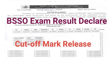 BSSO Exam Result ! BSSO 2022 Cut-off ! Block Social Security Officer Result