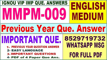 MMPM 009 Previous Year Question Paper in English | mmpm 009 important questions with answer